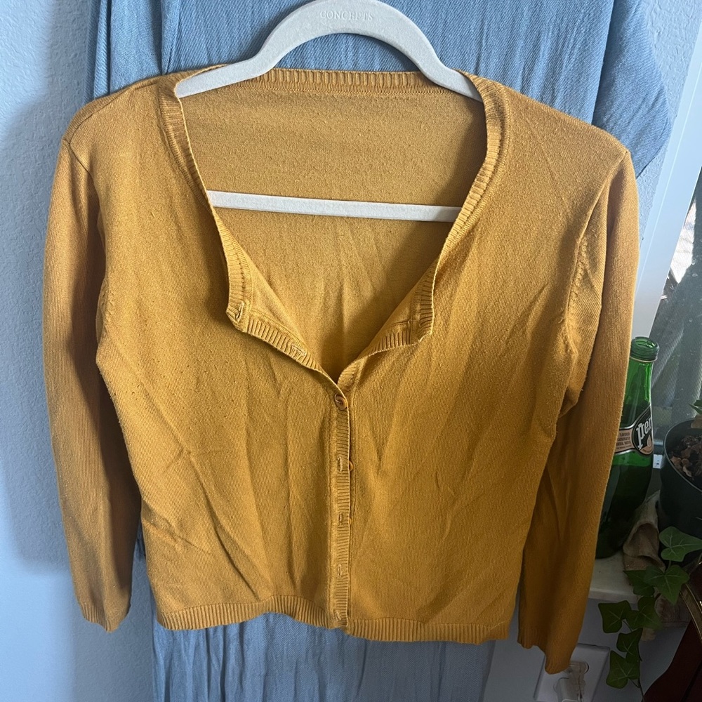 Cardigan, mustard yellow, size small